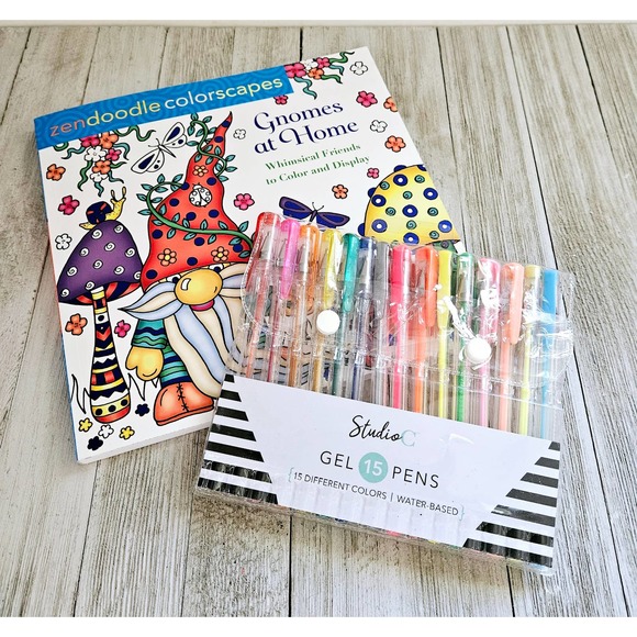 Zendoodle Colorscapes Gnomes at Home & Studio C 15 Colored Gel Pens Set - Picture 10 of 16